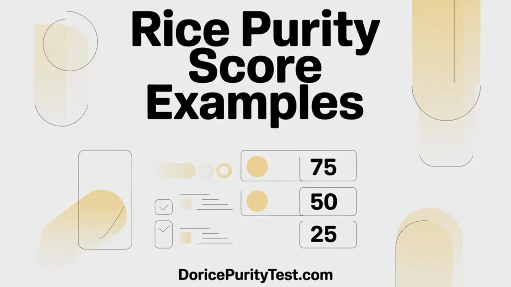 "Rice purity score examples by age group showing typical ranges for teens college students and adults"