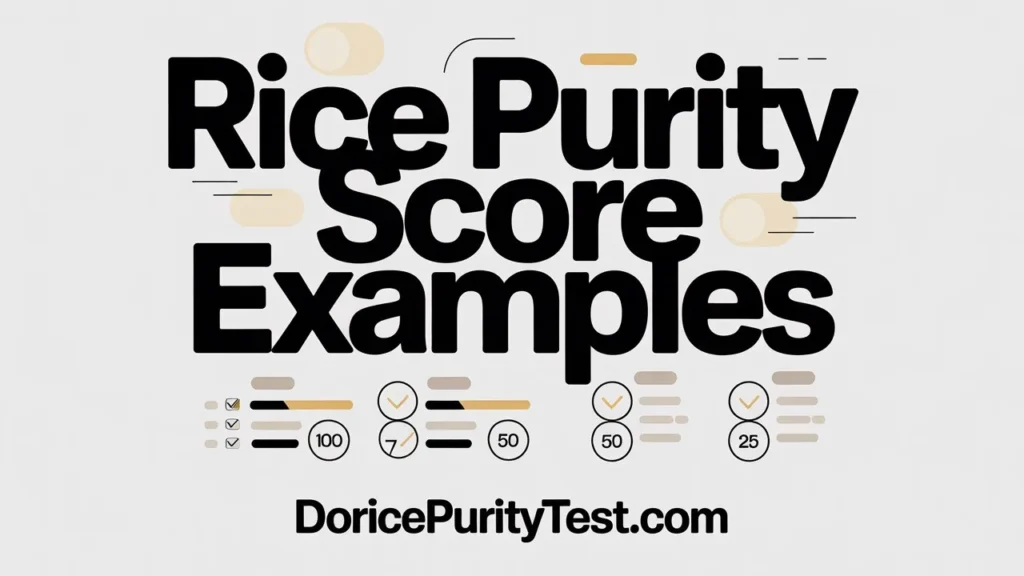 "Rice purity score range infographic explaining what each score bracket means"